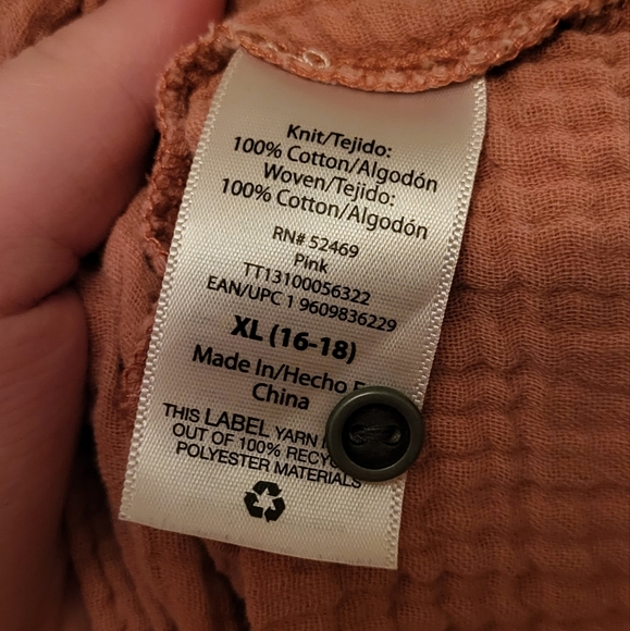 Time and Tru Flowy Peplum Peach Blouse, 3/4 Sleeve Button V-Neck Shirt XL(16-18) - Picture 3 of 4